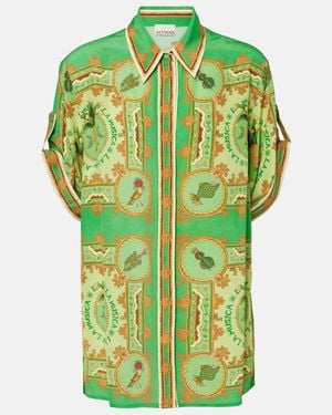 ALÉMAIS La Musica Printed Silk Shirt - Green