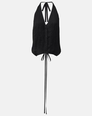 JOSEPH Suez Pleated Halterneck Vest - Black