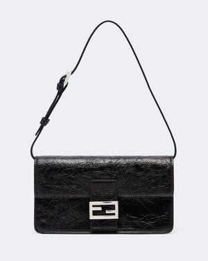 Fendi Schultertasche Mini Aus Leder - Schwarz