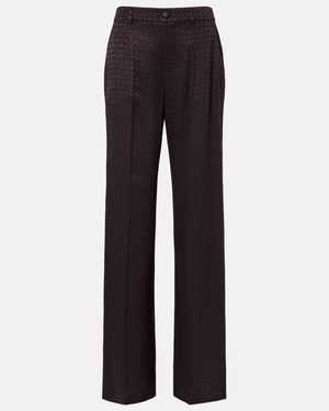 Gucci Weite Hose Aus Seiden-Jacquard - Schwarz