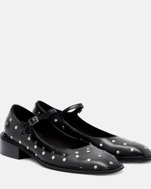 Souliers Martinez Penelope 40 Leather Mary Jane Pumps - Black