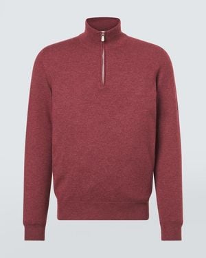 Brunello Cucinelli Cashmere Half-Zip Jumper - Red