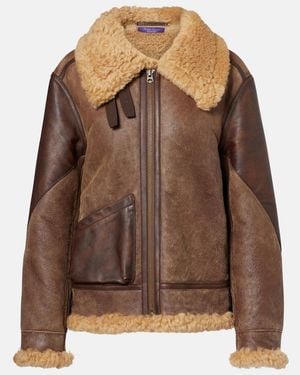 Ralph Lauren Shearling-Trimmed Leather Jacket - Brown