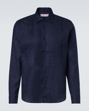 Orlebar Brown Giles Cotton And Linen Tuxedo Shirt - Blue
