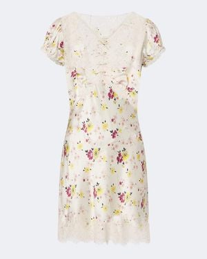 Doen Elisaria Floral Lace-Trimmed Silk Minidress - Natural