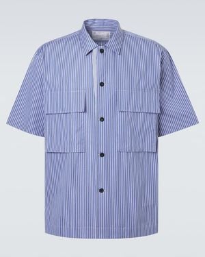 Sacai Striped Cotton Poplin Shirt - Blue