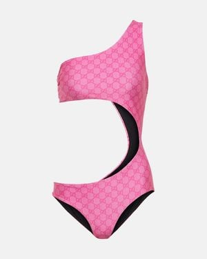 Gucci GG Cutout Jersey Swimsuit - Pink