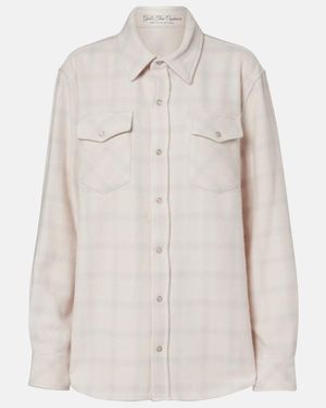 God's True Cashmere Clarity Plaid Cashmere Shirt With Quartz - Natural