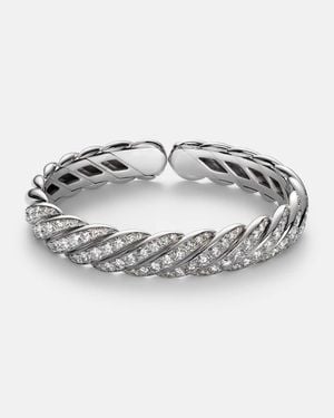 David Yurman Sculpted Cable Flex 18Kt Bracelet With Diamonds - Metallic
