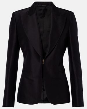 Gucci Blazer De Faya De Seda - Negro