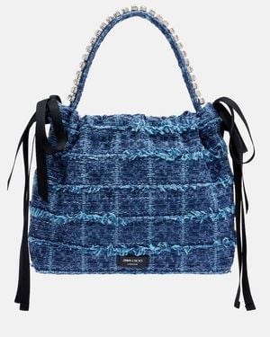 Jimmy Choo Drawstring Mini Embellished Top-Handle Bag - Blue