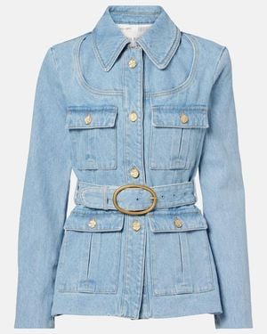 Nina Ricci Belted Denim Jacket - Blue