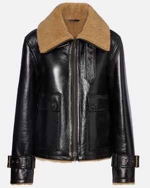 Veronica Beard Danika Shearling-Lined Leather Jacket - Black