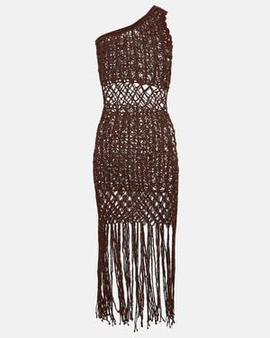 Anna Kosturova Crochet Minidress - Brown