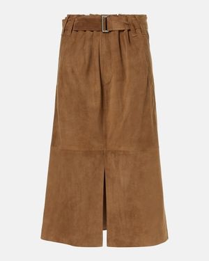 Brunello Cucinelli Suede Midi Skirt - Brown