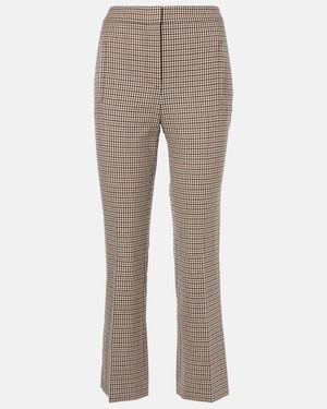 Veronica Beard Arte Houndstooth High-Rise Cropped Pants - Gray