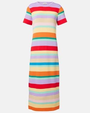 RIXO London Duster Striped Maxi Dress - White