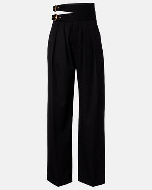 Chloé Virgin Wool Wide-Leg Pants - Black