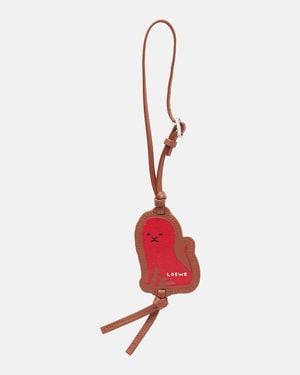 Loewe Lion Leather Bag Charm - Red