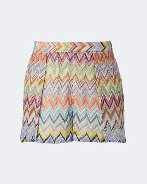 Missoni Zickzack-Shorts Aus Lame - Weiß
