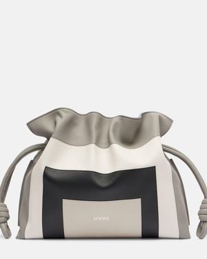 Loewe Flamenco Square Leather Clutch - Grey