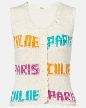 Chloé Crocheted Cotton Top - Pink