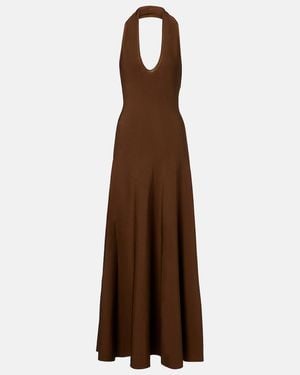 KHAITE Melina Halterneck Maxi Dress - Brown