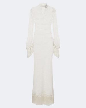 ‎Taller Marmo New Mexico Fringed Cotton Maxi Dress - White