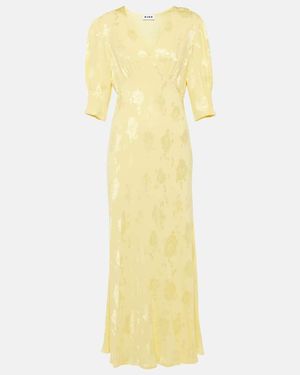 RIXO London Vestido Zadie con mangas abullonadas - Amarillo