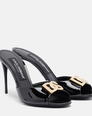 Dolce & Gabbana Dg Patent Leather Mules - Black