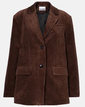 Ganni Cotton Corduroy Blazer - Brown
