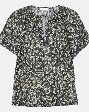 Ulla Johnson Sena Printed Cotton-Blend Top - Grey