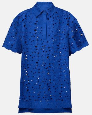 Rebecca Vallance Zaffre Broderie Anglaise Cotton Shirt - Blue