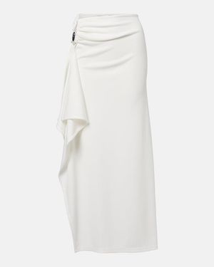 Christopher Esber Ribbed-Knit Draped Maxi Skirt - White