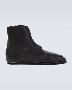 AURALEE Leather Derby Boots - Black
