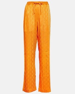 Marine Serre Moon Diamant Satin Pajama Pants - Orange