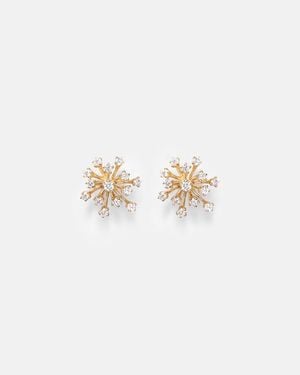 Sydney Evan Burst Small 14Kt Earrings With Diamonds - White