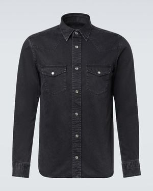 Tom Ford Cotton Twill Western Shirt - Blue