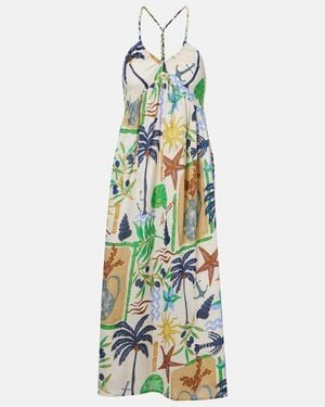 Velvet Leyla Printed Cotton Midi Dress - White