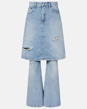 Acne Studios Distressed Layered Wide-Leg Jeans - Blue