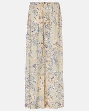 Dries Van Noten Floral Wide-Leg Pants - Natural