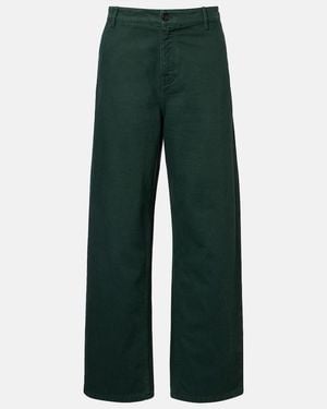 Miu Miu Cotton Gabardine Straight Trousers - Green