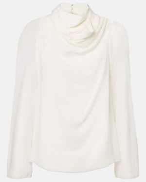 Altuzarra Cara Draped High-Neck Silk Top - White