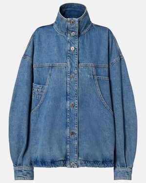 The Attico Oversized Denim Bomber Jacket - Blue