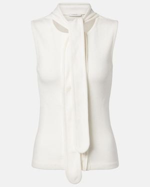 Lemaire Scarf-Detail Cotton And Linen Jersey Top - White