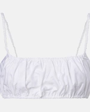 Alaïa Ruched Cotton Bra Top - White