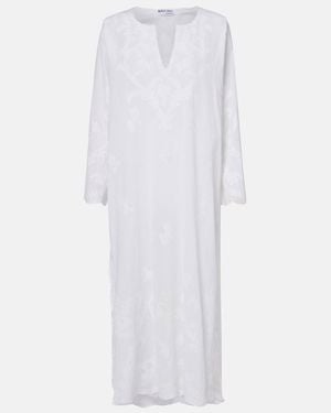 Juliet Dunn Embroidered Cotton Kaftan - White