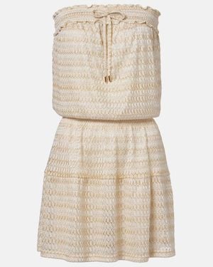 Melissa Odabash Isla Off-Shoulder Lame Minidress - Natural