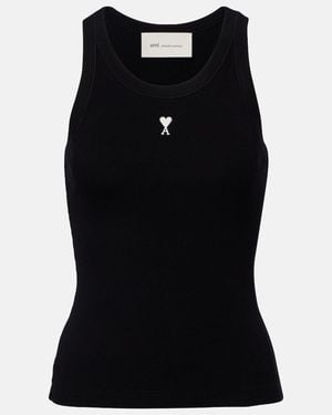Ami Paris Ami De Cour Cotton Jersey Tank Top - Black