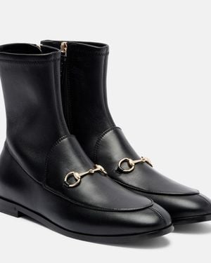 Gucci Jordaan Horsebit Leather Ankle Boots - Black